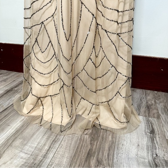 Adrianna Papell Beaded Art Deco Blouson Halter Dress - Picture 7 of 8